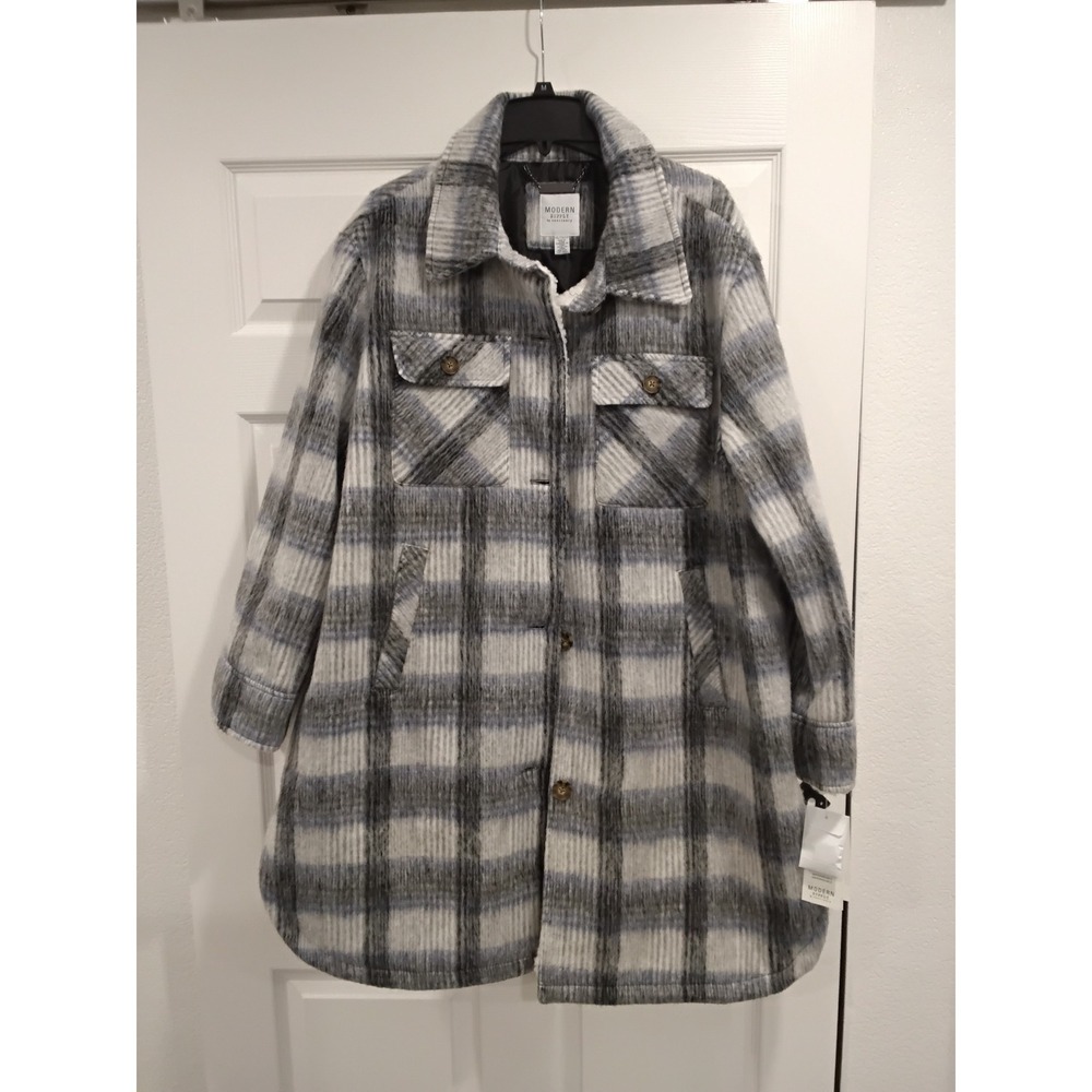 Modern‎ Supply by Sanctuary Plaid Sherpa Lined Shacket Jacket XXL
